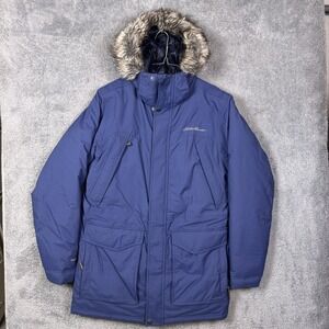 Eddie Bauer WeatherEdge Parka Jacket Womens S Down Fur Hood Puffer Full Zip
